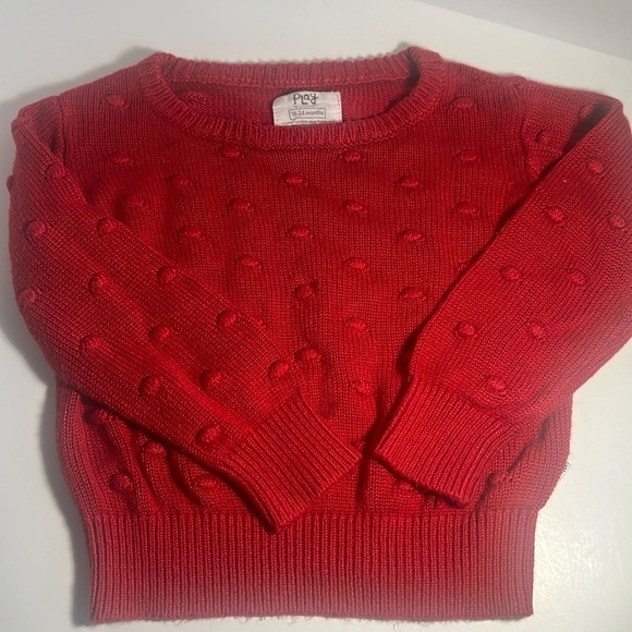 🚼Little sleepies red pom pom comfortable knit sweater size 18-24 - Picture 1 of 7